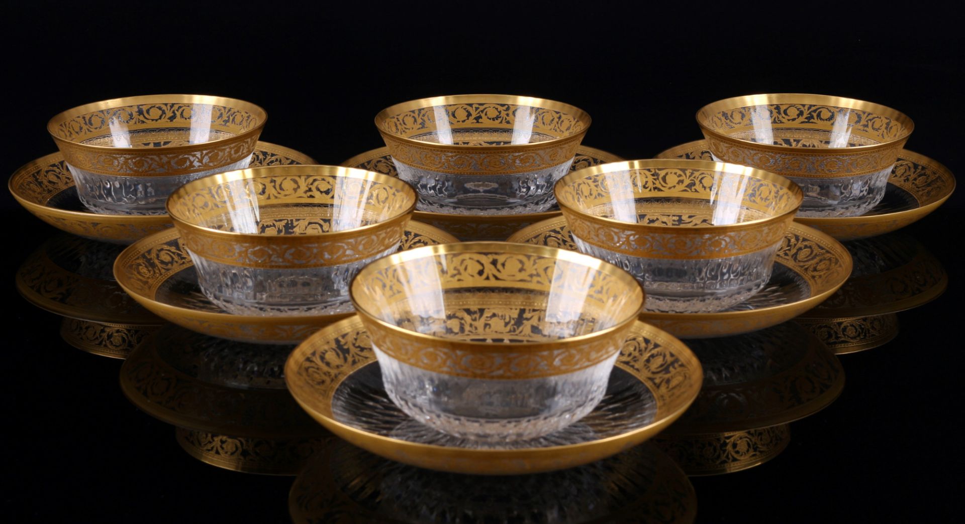 St. Louis Thistle Gold 6 Schalen, 6 finger bowls,