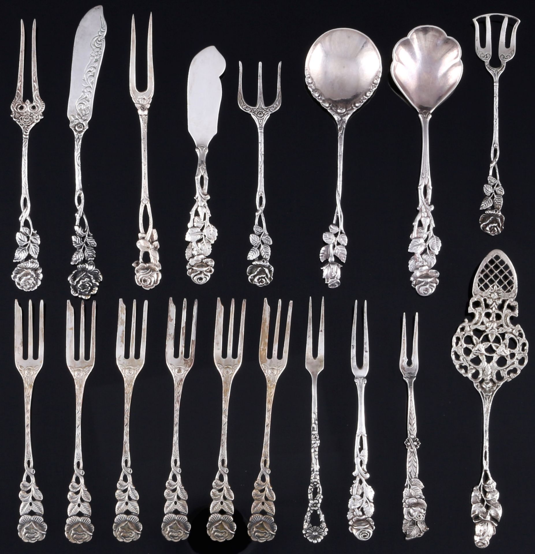 800 Silber Hildesheimer Rose Besteck Konvolut, silver cutlery lot,