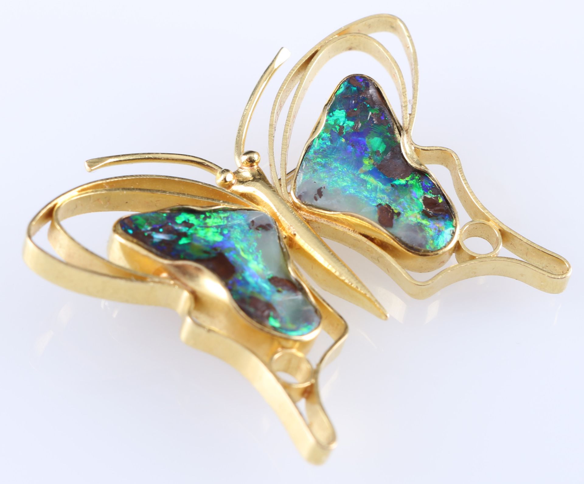 750 Gold Schmetterling Brosche mit Boulder Opalen, 18K gold butterfly brooch with boulder opals,