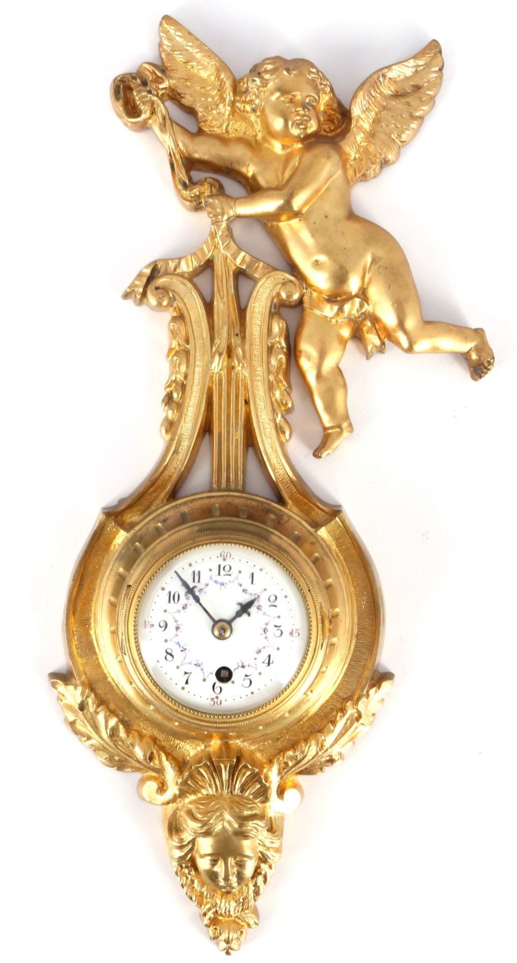 Bronze Wanduhr mit Putto um 1900, bronze wall clock with putto around 1900,