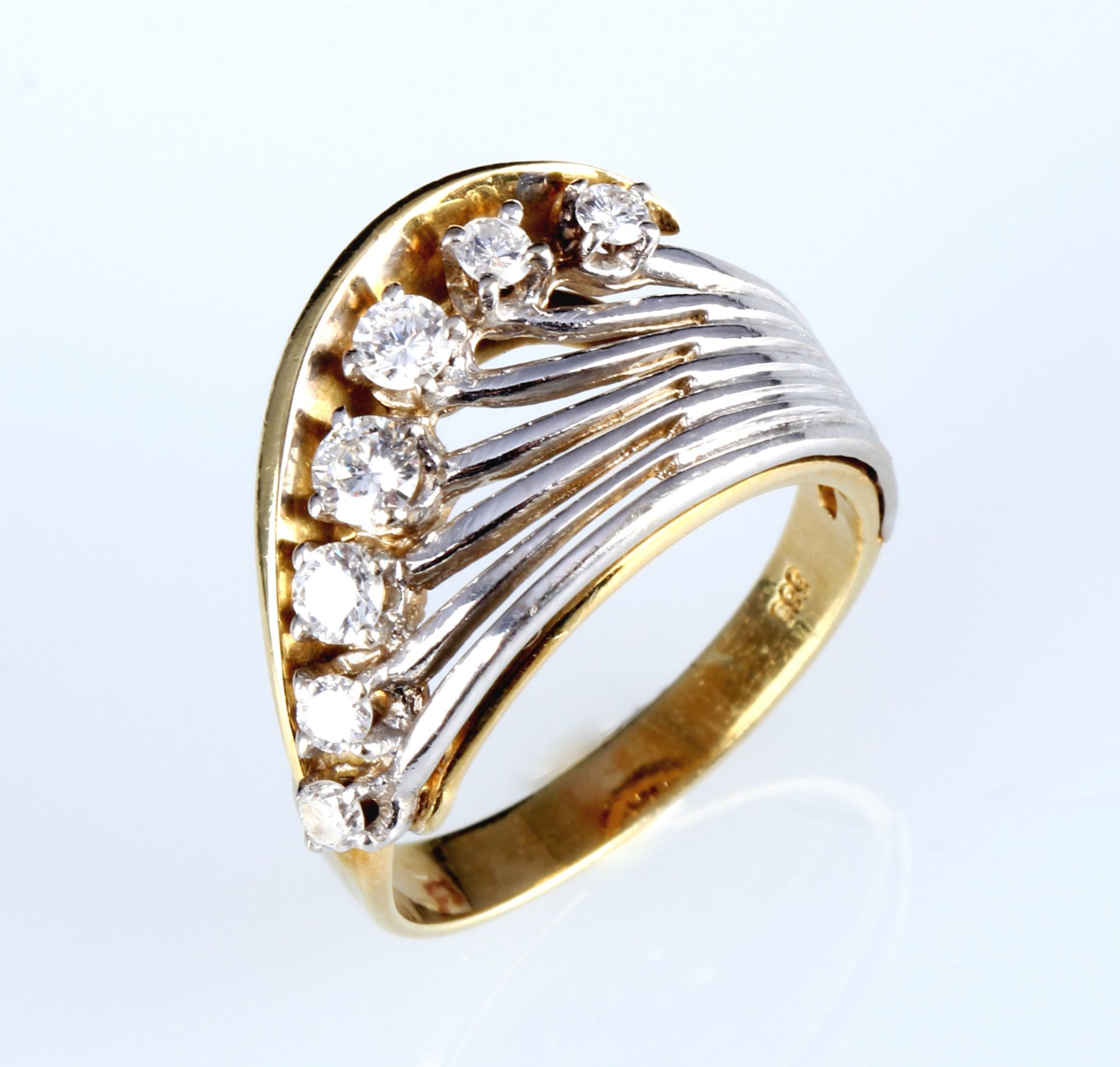 585 Gold Brillantring, 14K gold diamond ring,