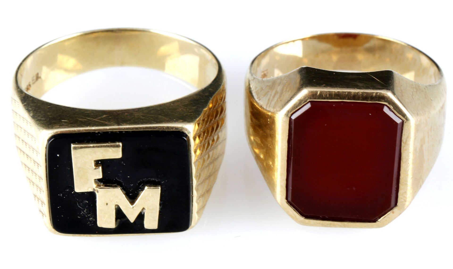 333 - 585 gold 2 signet rings and cufflinks, 8K - 14K Siegelringe und Manschettenknöpfe, - Image 5 of 6