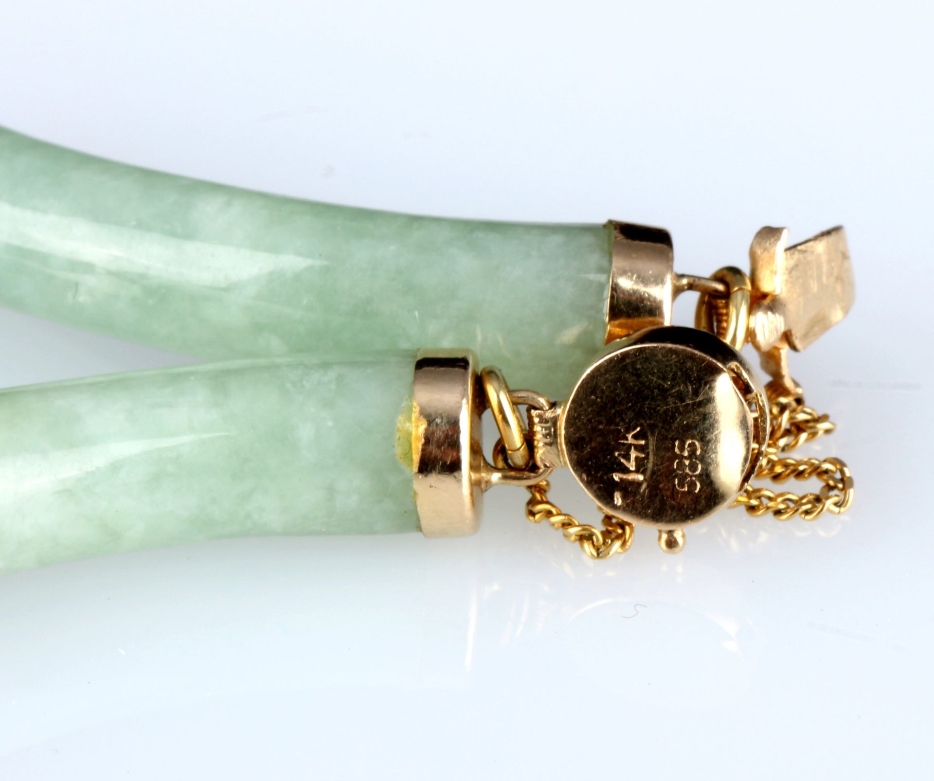 14K gold jade bracelet, Jade-Armband 585 Gold, - Image 3 of 3