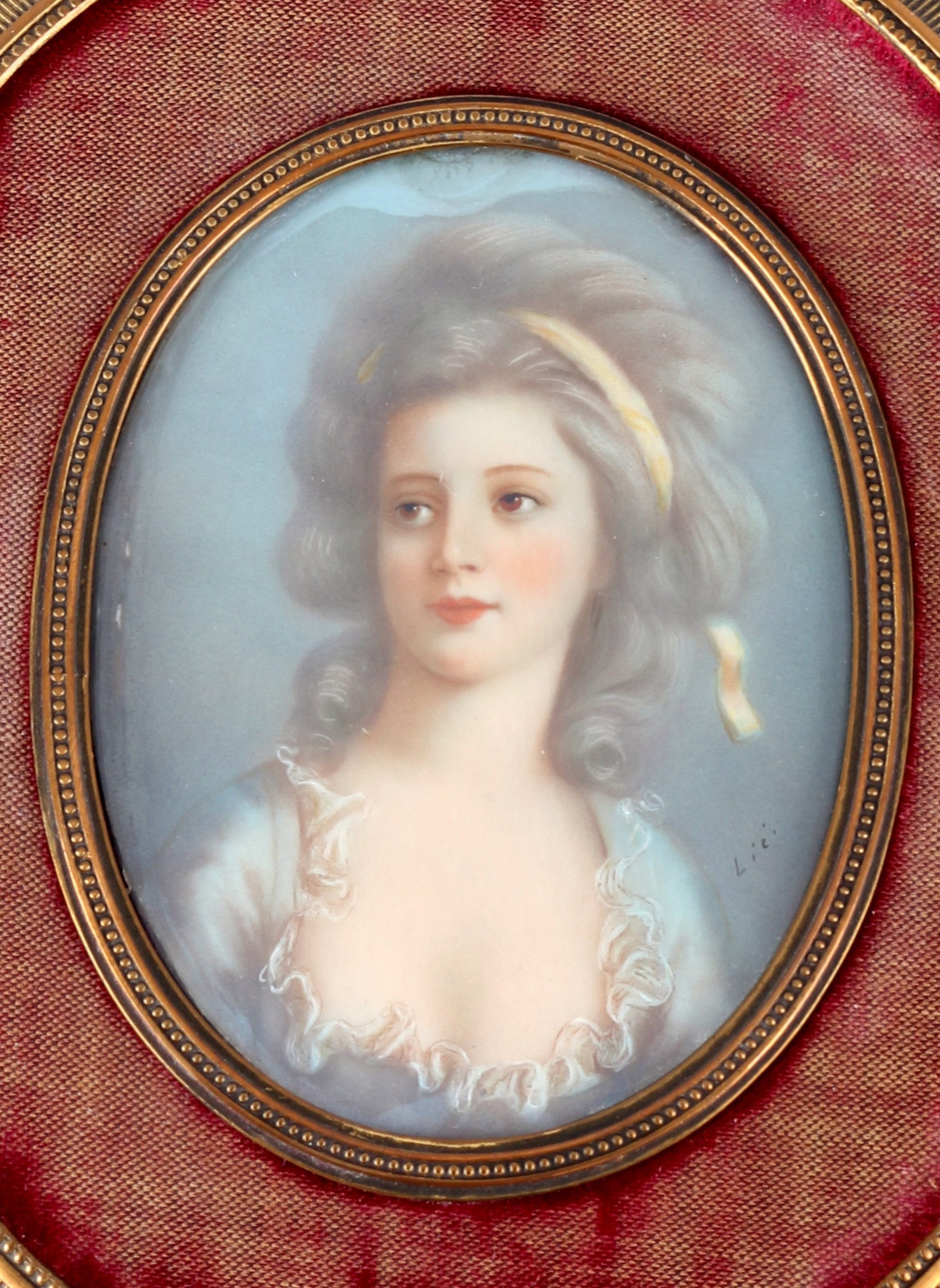 Lié Louis Perin-Salbreux (1753-1817) miniature portrait of a young beauty, Miniaturmalerei Portrait 