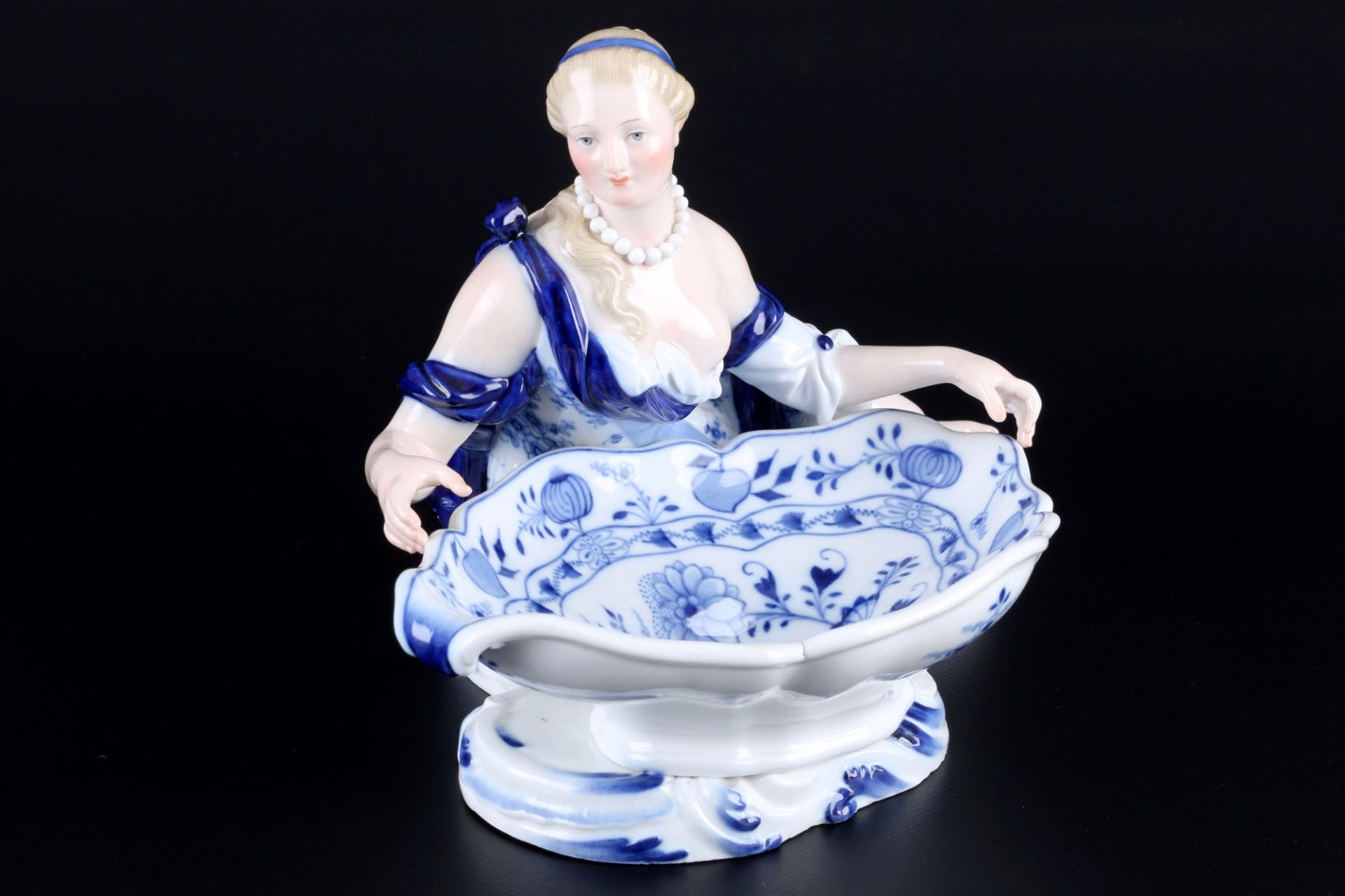 Meissen Zwiebelmuster große Figurenschale / Saliere, Knaufmarke, large figural / spice bowl, - Bild 2 aus 7