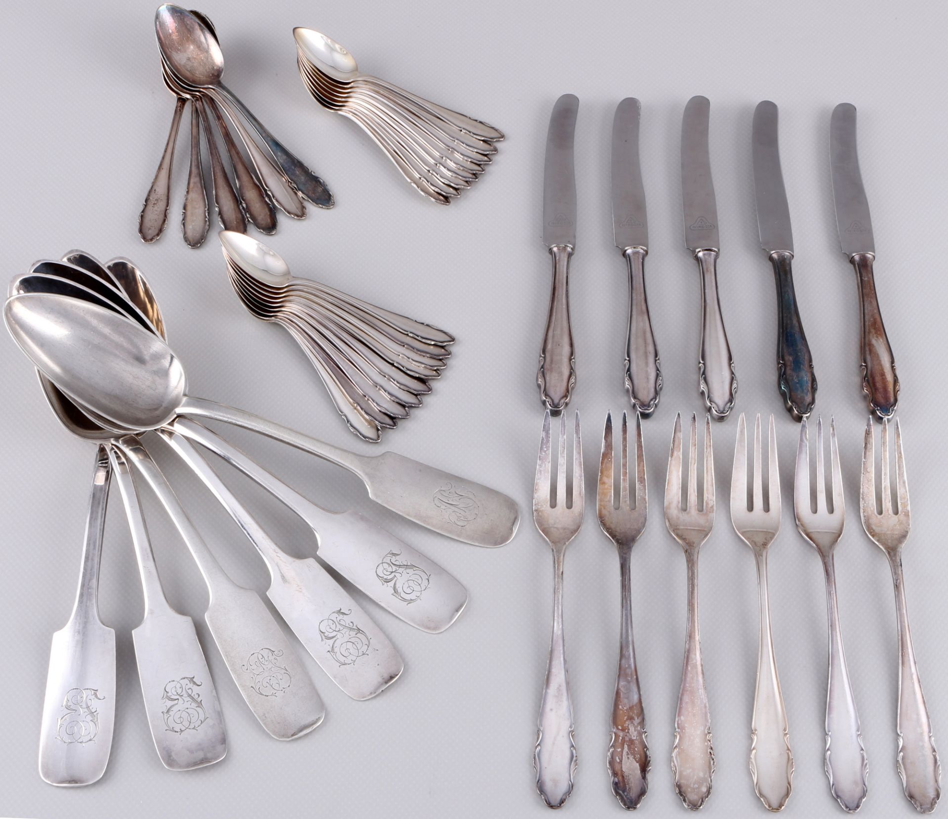 800 silver cutlery lot, including WMF, Silber Besteck Konvolut,