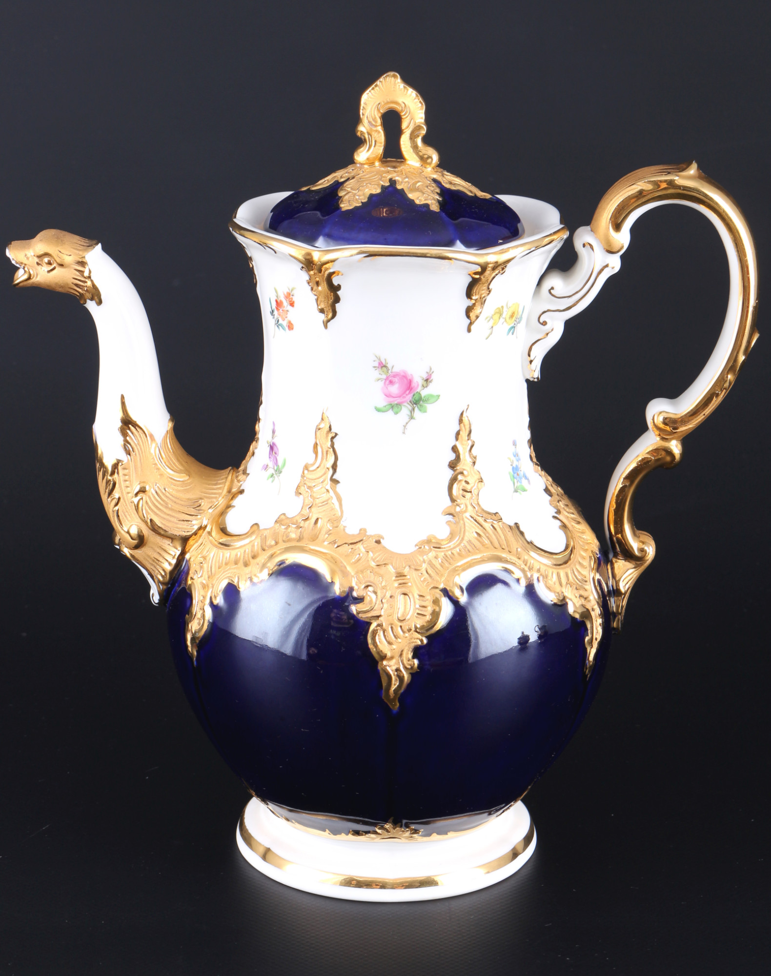 Meissen B-Form Strewn Flowers royal blue coffee service for 6 persons, Kaffeeservice für 6 Personen, - Image 3 of 7