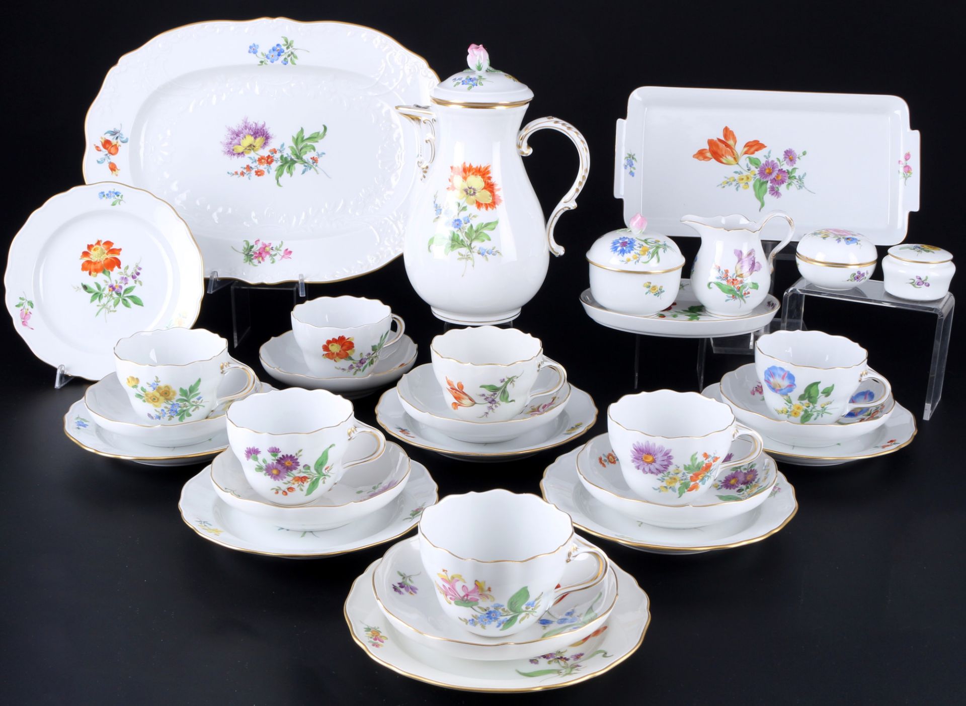 Meissen Blume Kaffeeservice für 7 Personen, coffee service for 7 pers.,