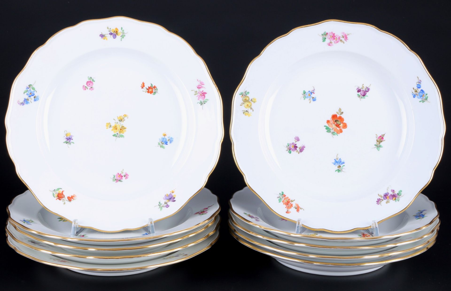 Meissen Streublümchen 10 Speiseteller 1.Wahl, dinner plates 1st choice,