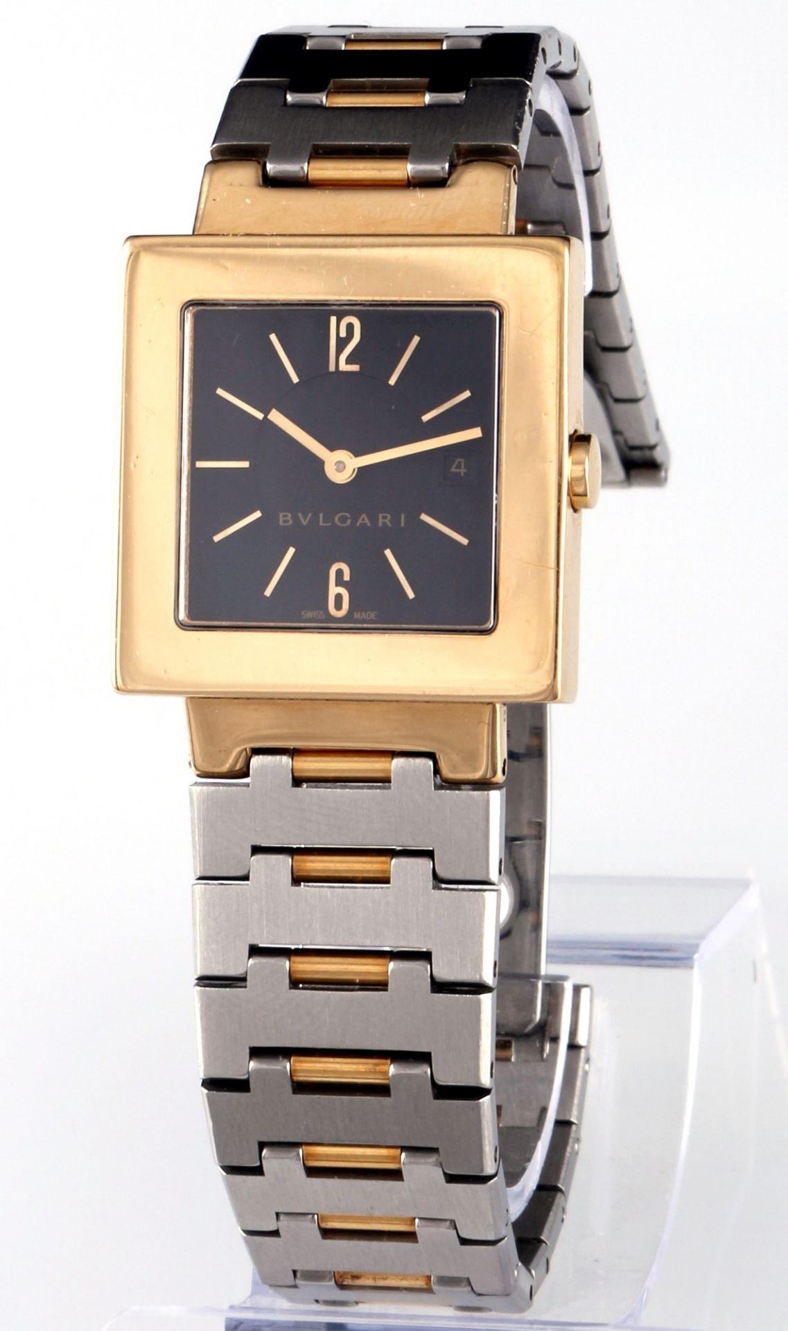 Bulgari Quadrato 750 Gold Armbanduhr SQ27G, 18K gold women's wristwatch,