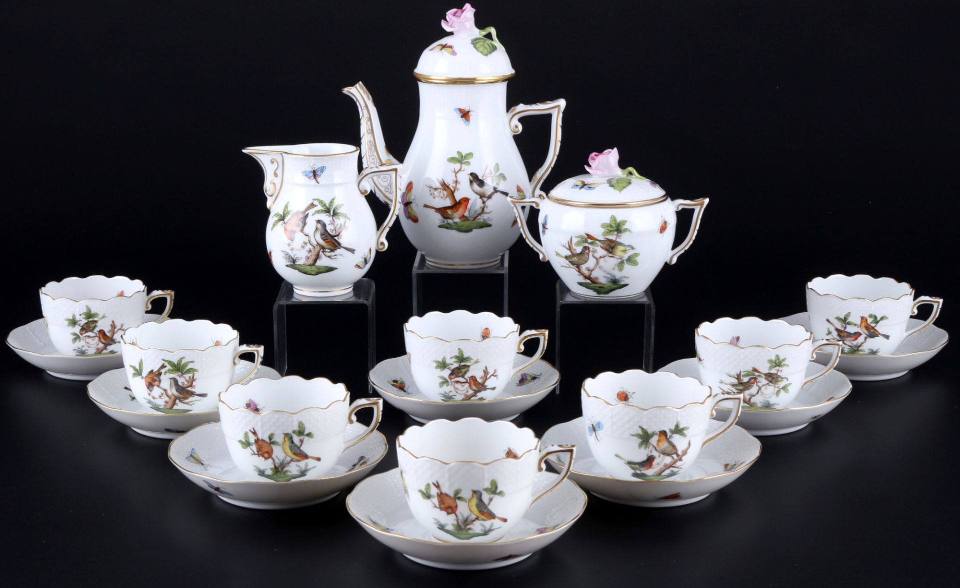 Herend Rothschild Mokkaset für 8 Personen, mocha coffee set for 8 pers.,