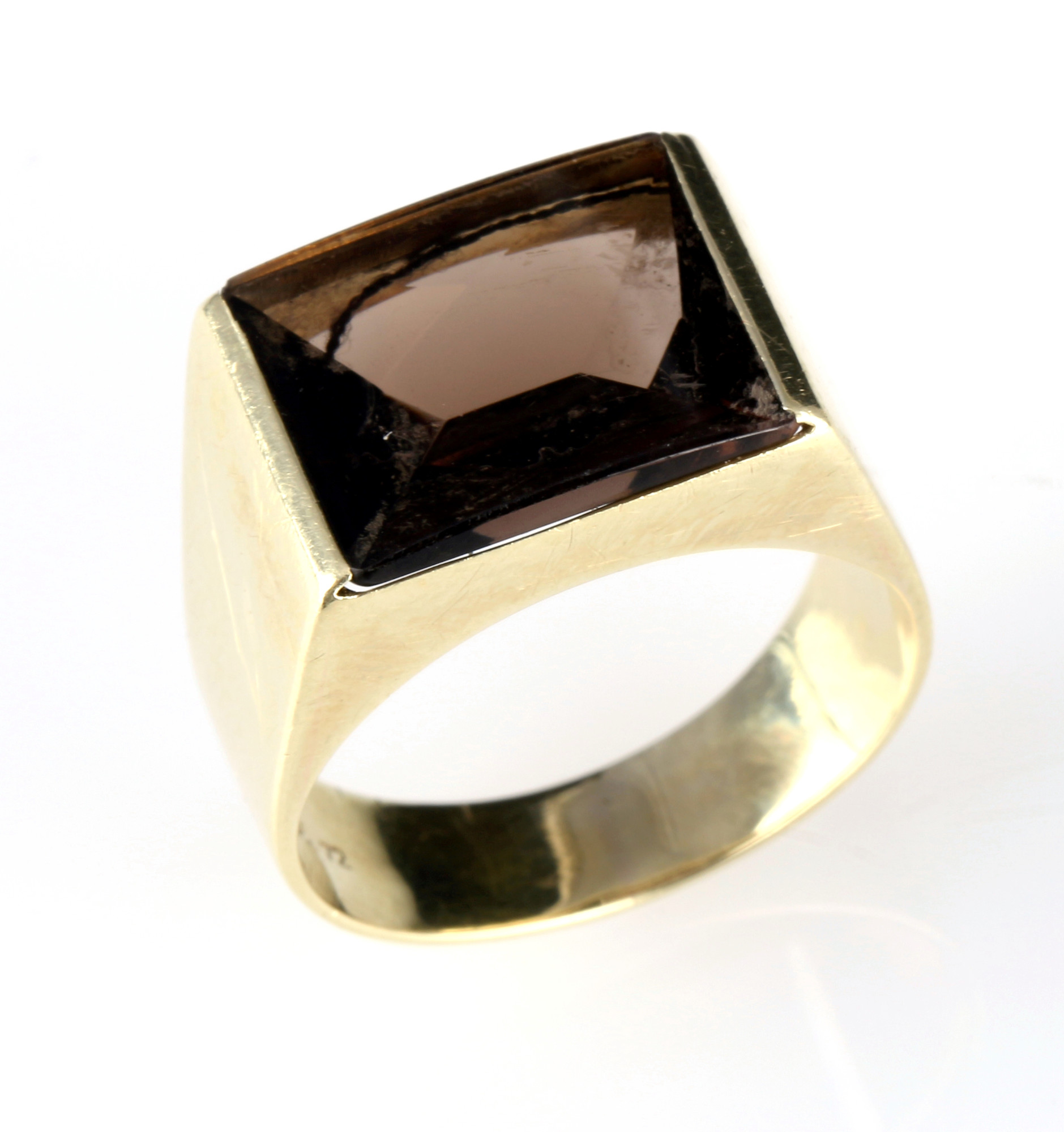 585 gold 2 rings with diamonds and smoky quartz, 14K Gold Ringe mit Diamanten und Rauchquarz, - Image 2 of 6