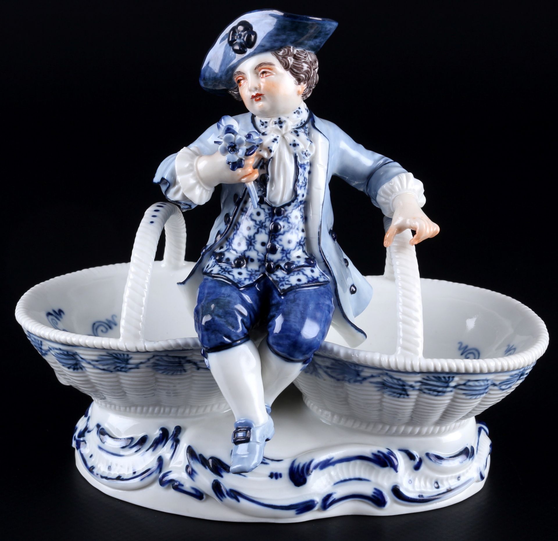 Meissen Zwiebelmuster figürliche Gewürzschale 1.Wahl, figural spice bowl 1st choice,