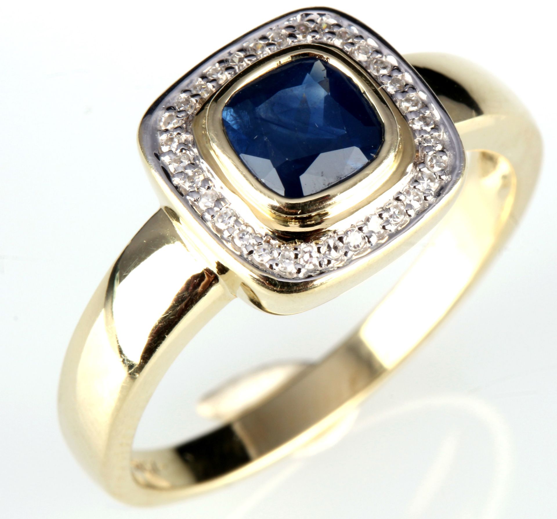 585 gold sapphire ring with diamonds, 14K Gold Saphirring mit Diamanten,