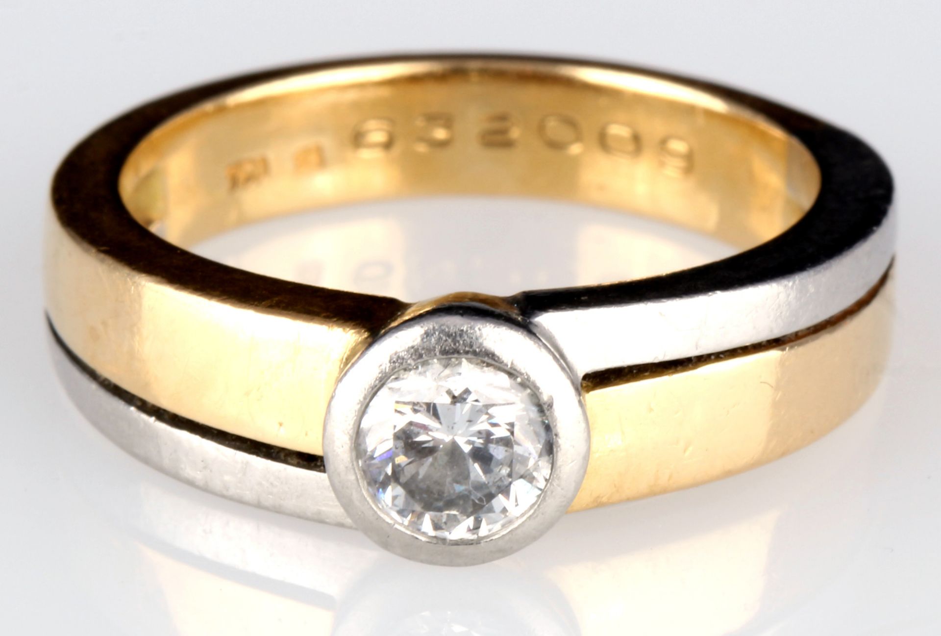 750 Gold Brillantring 0.5ct, 18K gold diamond ring,