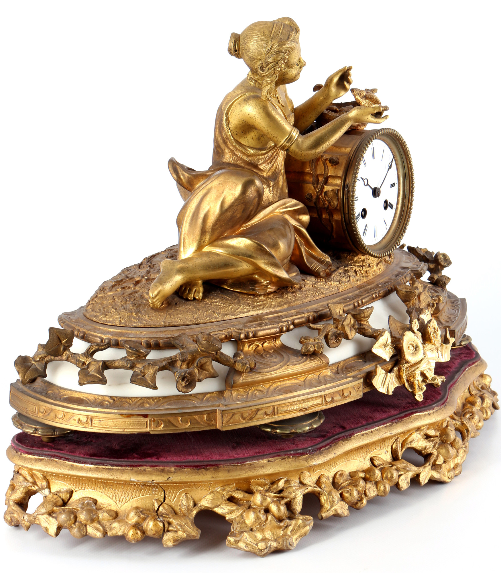 French bronze mantel clock 19th century, Kaminuhr Frankreich 19. Jahrhundert, - Image 3 of 5