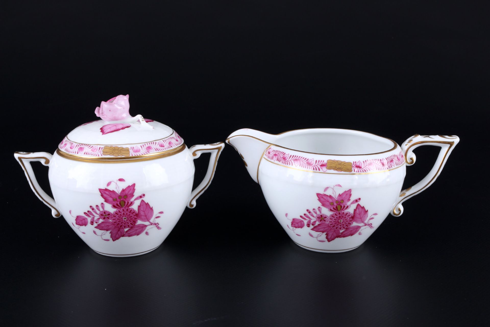 Herend Apponyi Purpur 5 Teetassen mit Milch und Zucker Menage, tea cups with milk and sugar set, - Bild 3 aus 5