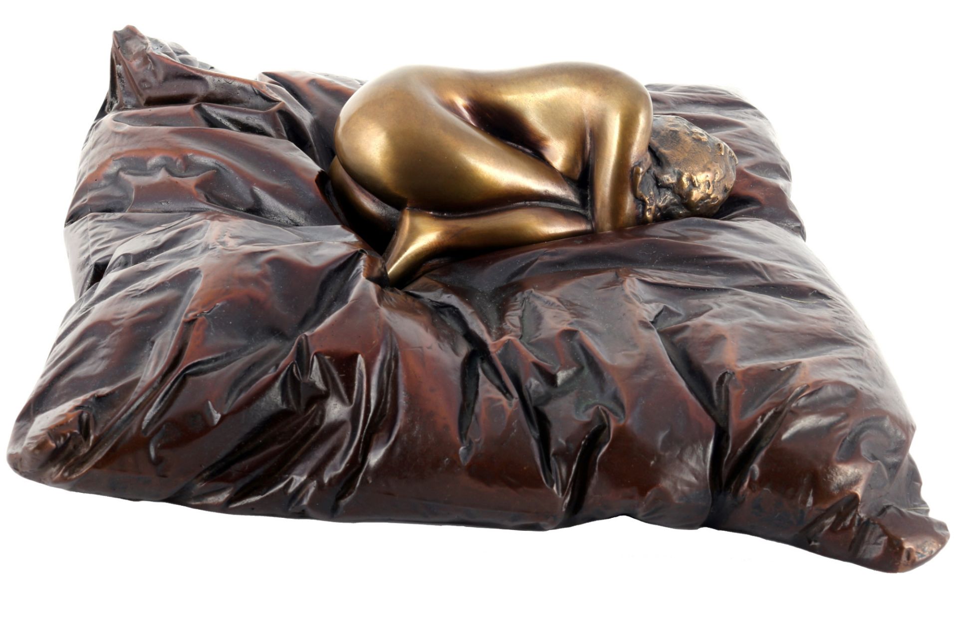 Bruno Bruni (*1935) Bronze Akt Im Nest - Nel Nido, bronze nude act sculpture,