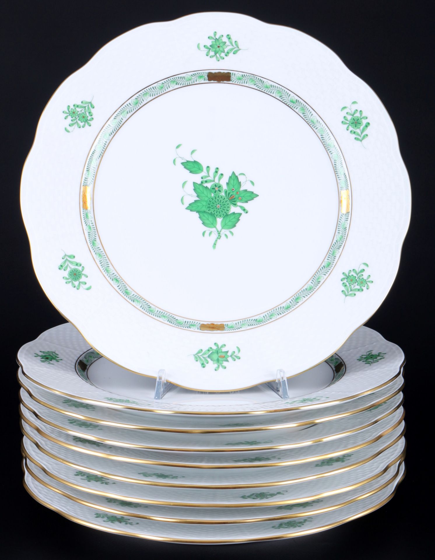 Herend Apponyi Vert 9 große Platzteller, large charger plates, - Bild 2 aus 4