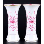 Meissen Indisch Purpur Paar große Trompetenvasen 1.Wahl, pair of large splendor vases 1st choice,