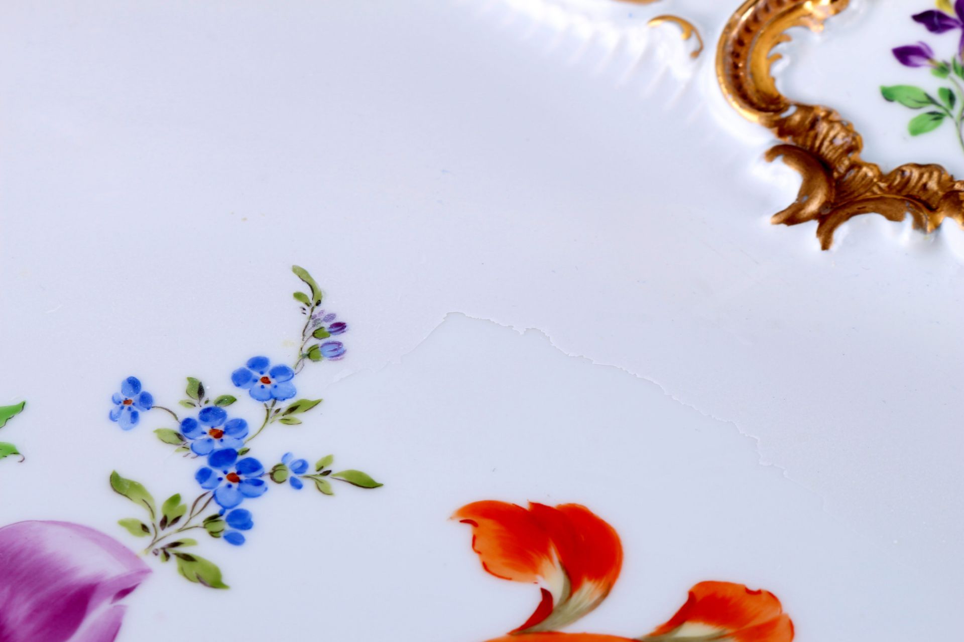 Meissen B-Form Blumenbukett großes Prunktablett, large splendor tray, - Bild 4 aus 5