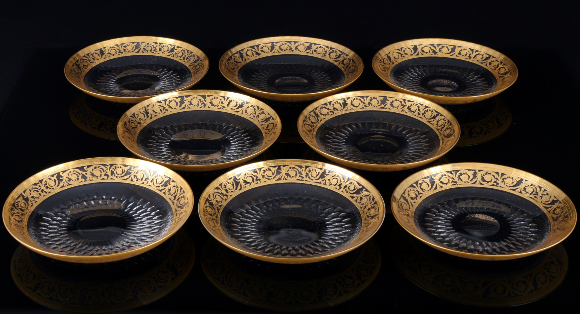 St. Louis Thistle Gold 8 bowls / saucers, Schalen / Untertassen,