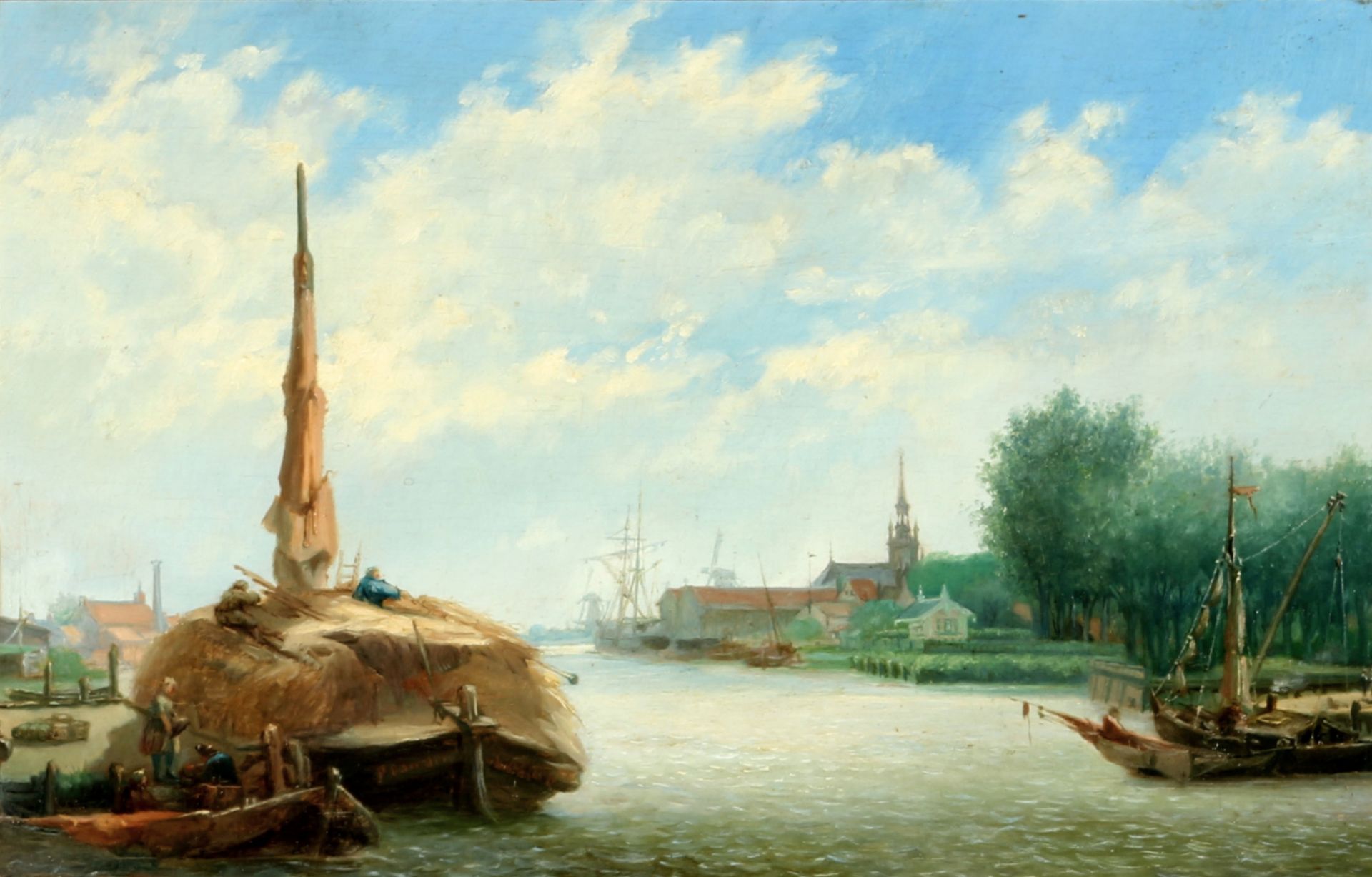 P. van der Velden - dutch harbor view, niederländische Hafenansicht,