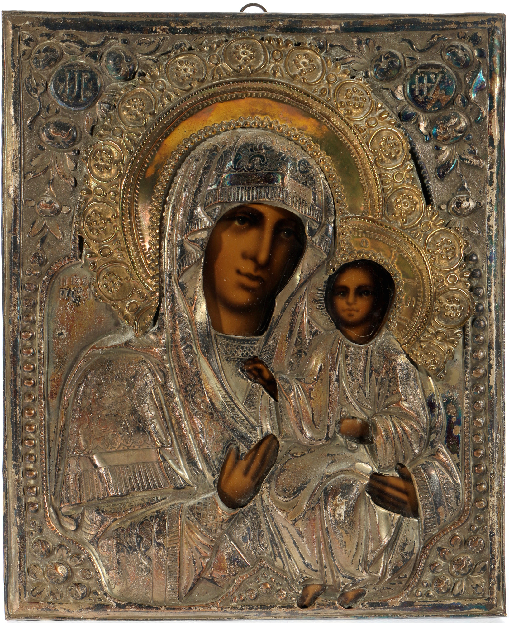 Russia icon Mother of God with Christ Child 19th century, Russland Ikone Gottesmutter mit Christuski