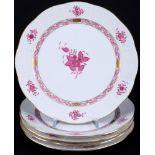 Herend Apponyi Purpur 5 Speiseteller, dinner plates,