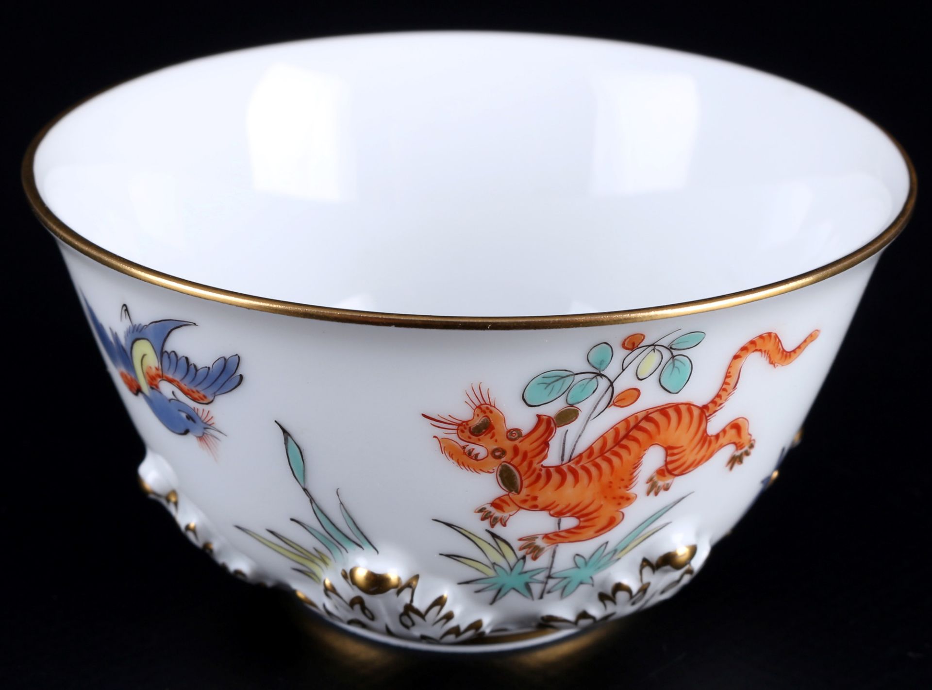 Meissen Tiger- und Vogelmalerei Koppchen 1.Wahl, limitierte Auflage, coupling 1st choice,