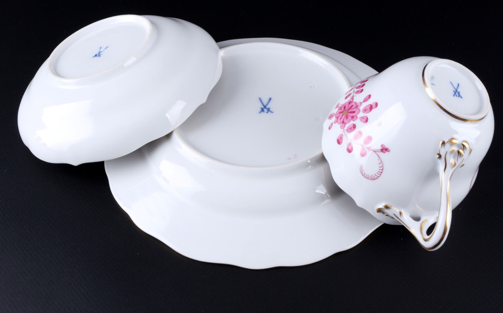 Meissen Indisch Purpur 6 Kaffeegedecke, coffee cups with dessert plates, - Bild 3 aus 3