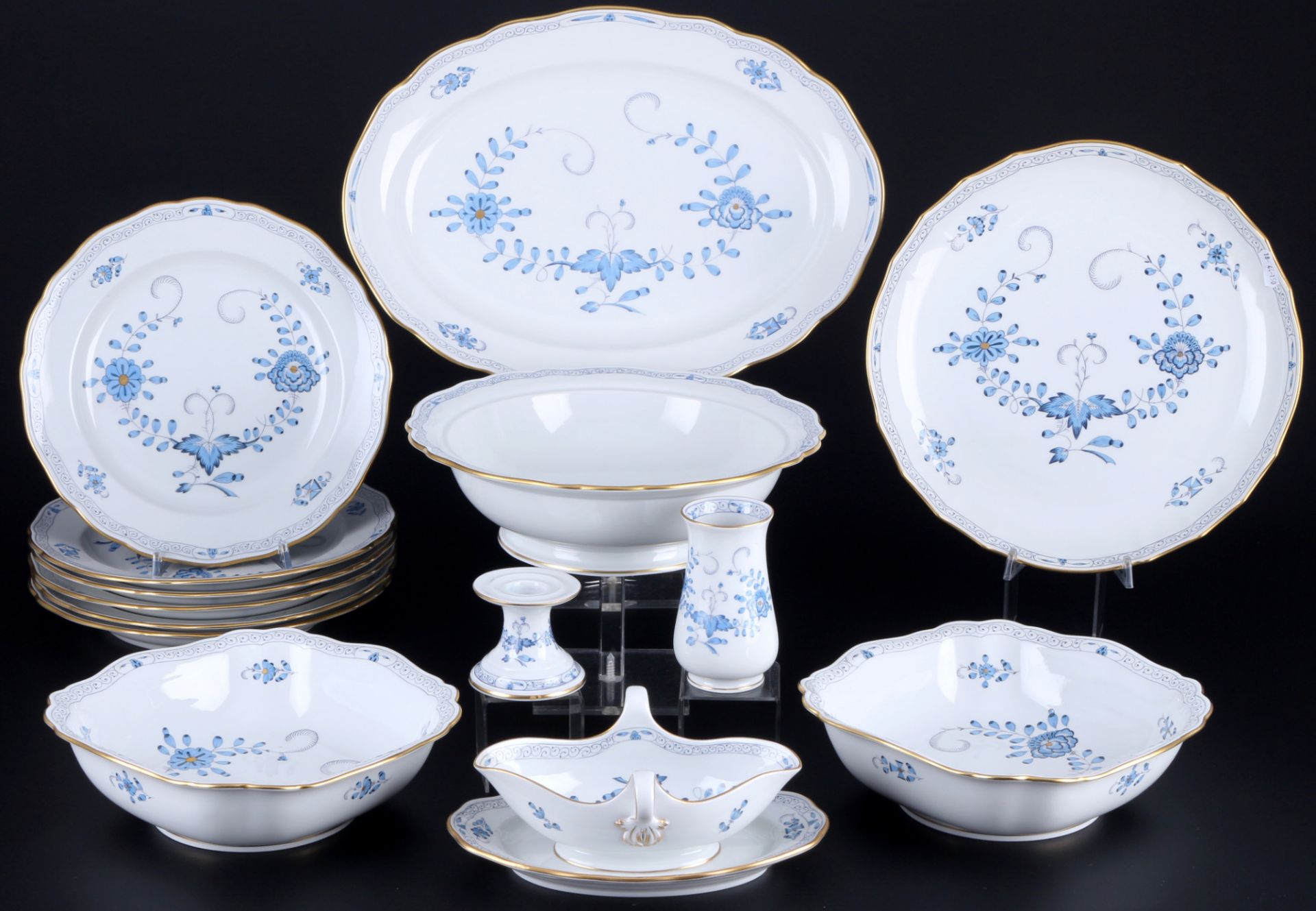 Meissen Indisch Blau Speiseservice für 6 Personen 1.Wahl, dinner service for 6 pers. 1st choice,