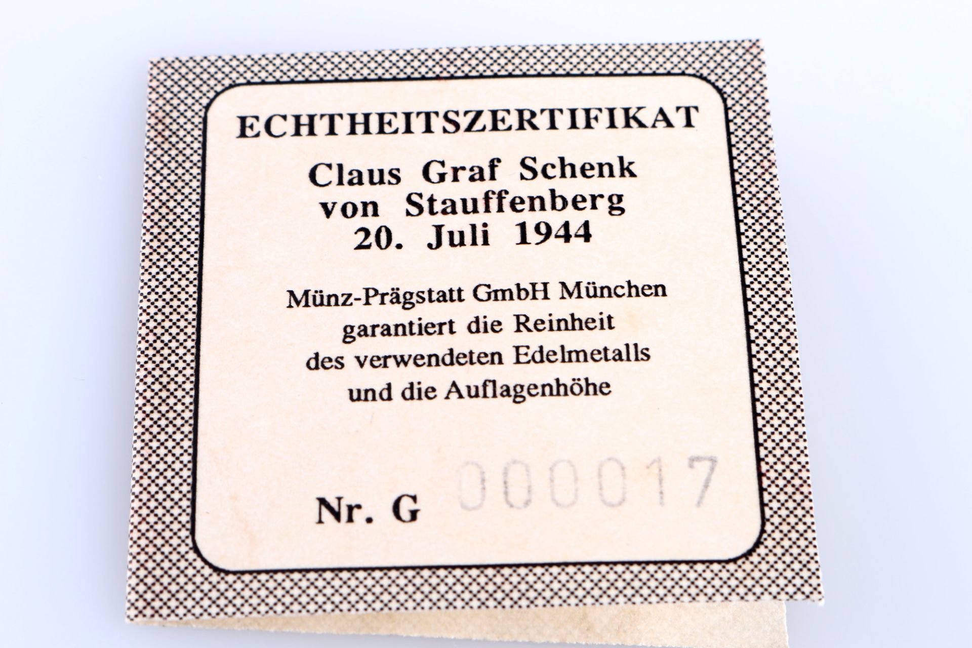 999 gold special coinage Claus Graf Schenk von Stauffenberg, 24K Goldmünze Sonderprägung, - Image 3 of 4