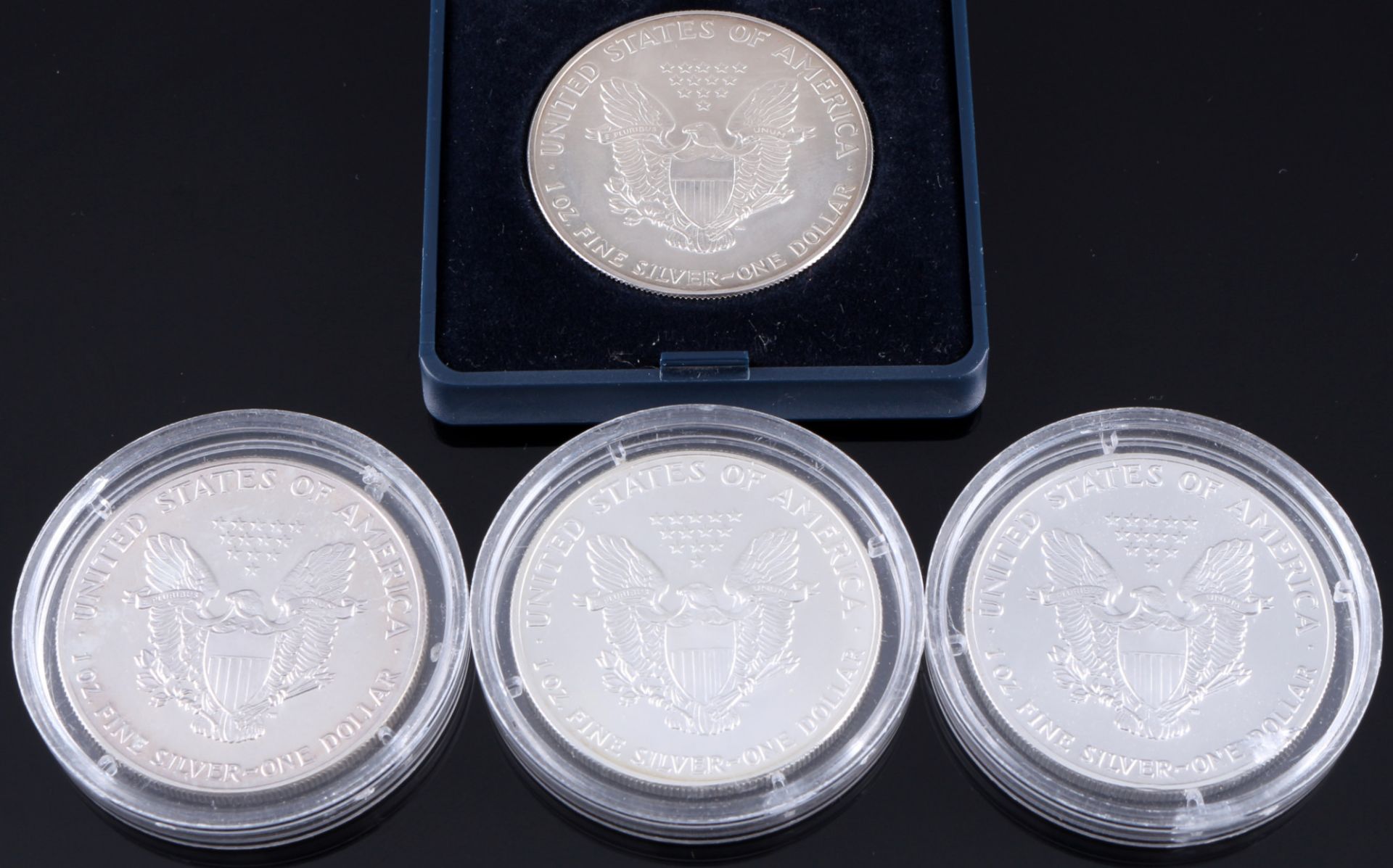 4 silver coins - One Liberty Dollar 1987-1991, Silber Münzen Dollar, - Image 2 of 2