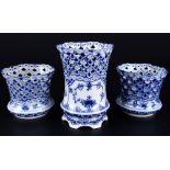 Royal Copenhagen Musselmalet Full Lace 3 Vases 1015/1016 1st choice, Vollspitze Vasen,