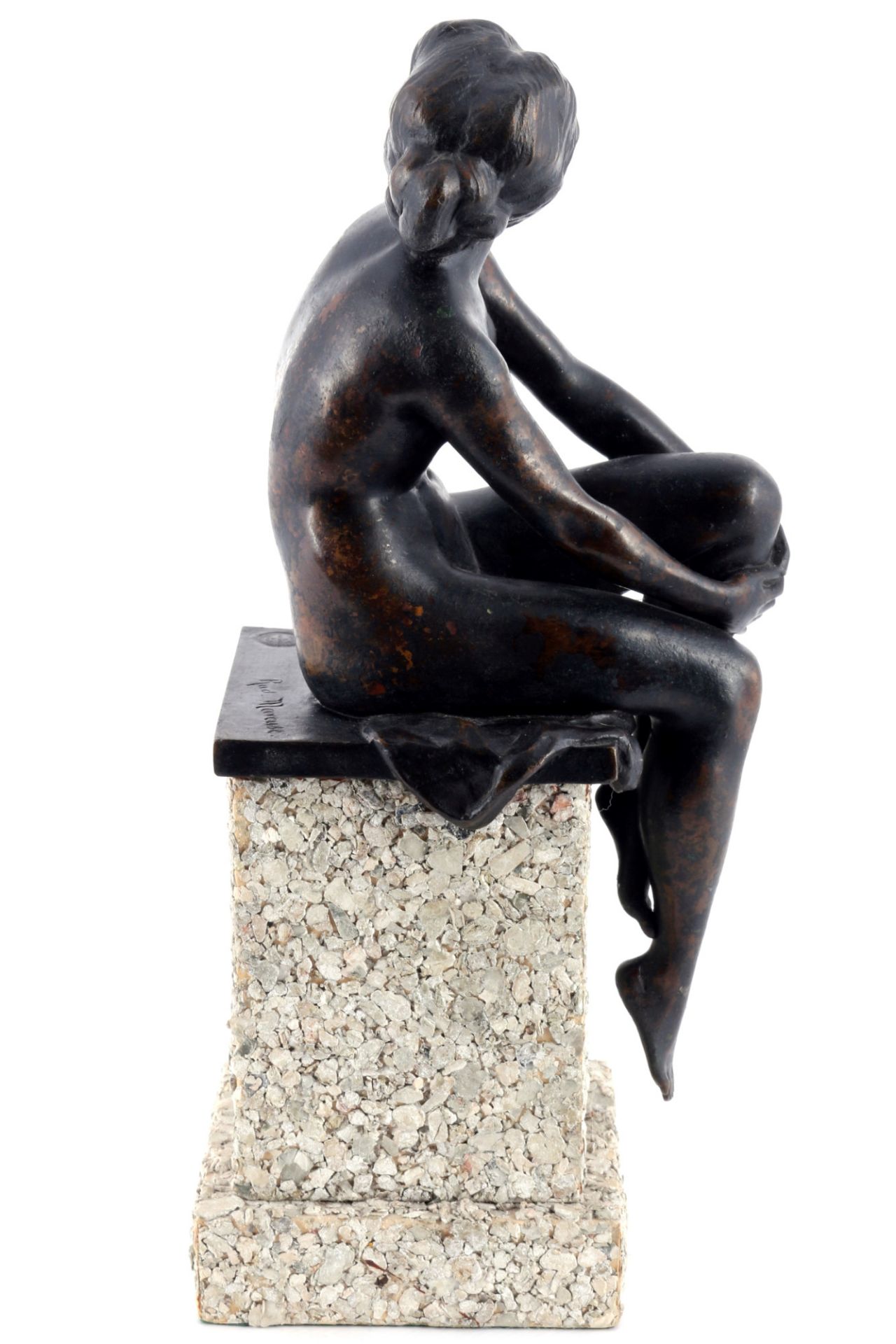 Rudolf Marcuse (1878-1940) bronze The Artist's Model nude act, Akt Das Künstlermodell, - Image 4 of 6