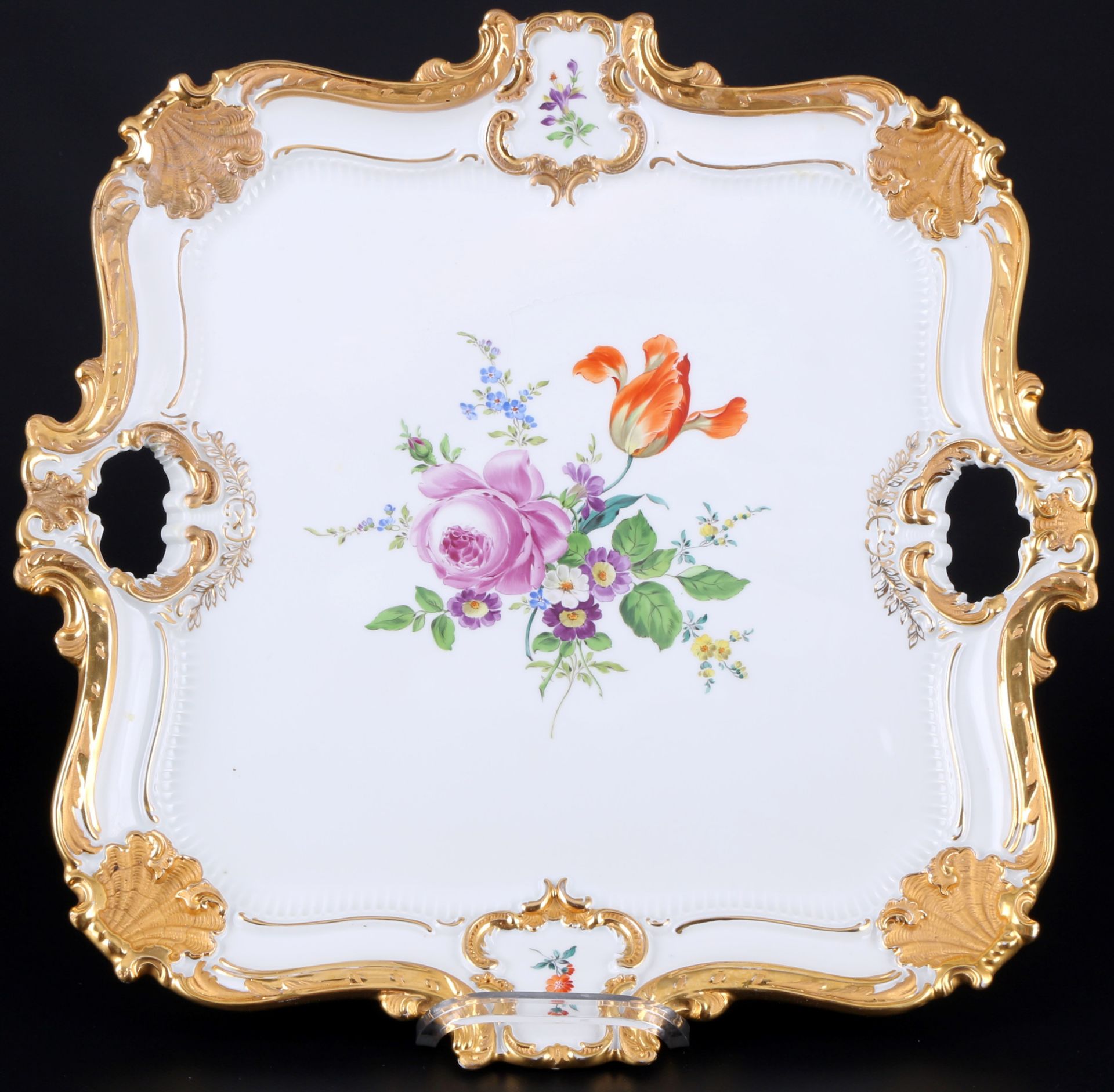 Meissen B-Form Flower Bouquet large splendor tray, großes Prunktablett,