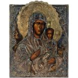 Russland Ikone Gottesmutter mit Christuskind 19. Jahrhundert, russian icon Mother of God with Christ
