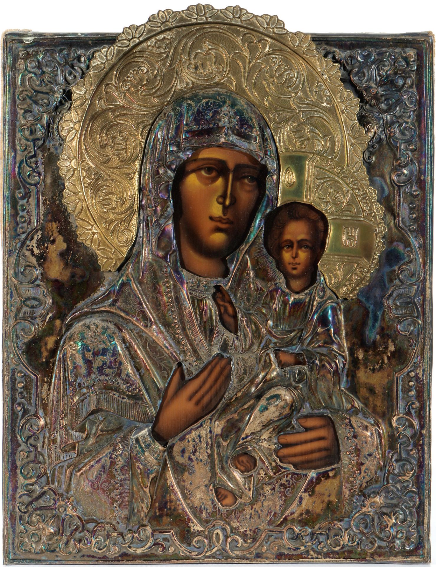 Russia icon Mother of God with Christ Child 19th century, Russland Ikone Gottesmutter mit Christuski