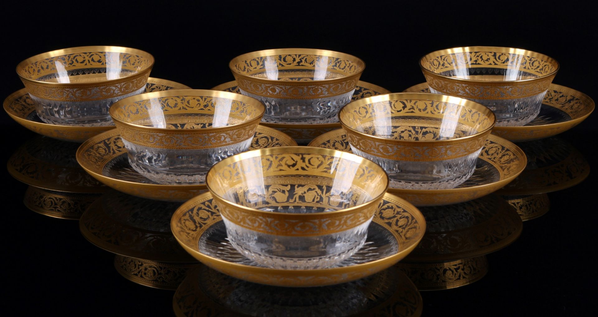 St. Louis Thistle Gold 6 Schalen, 6 finger bowls,