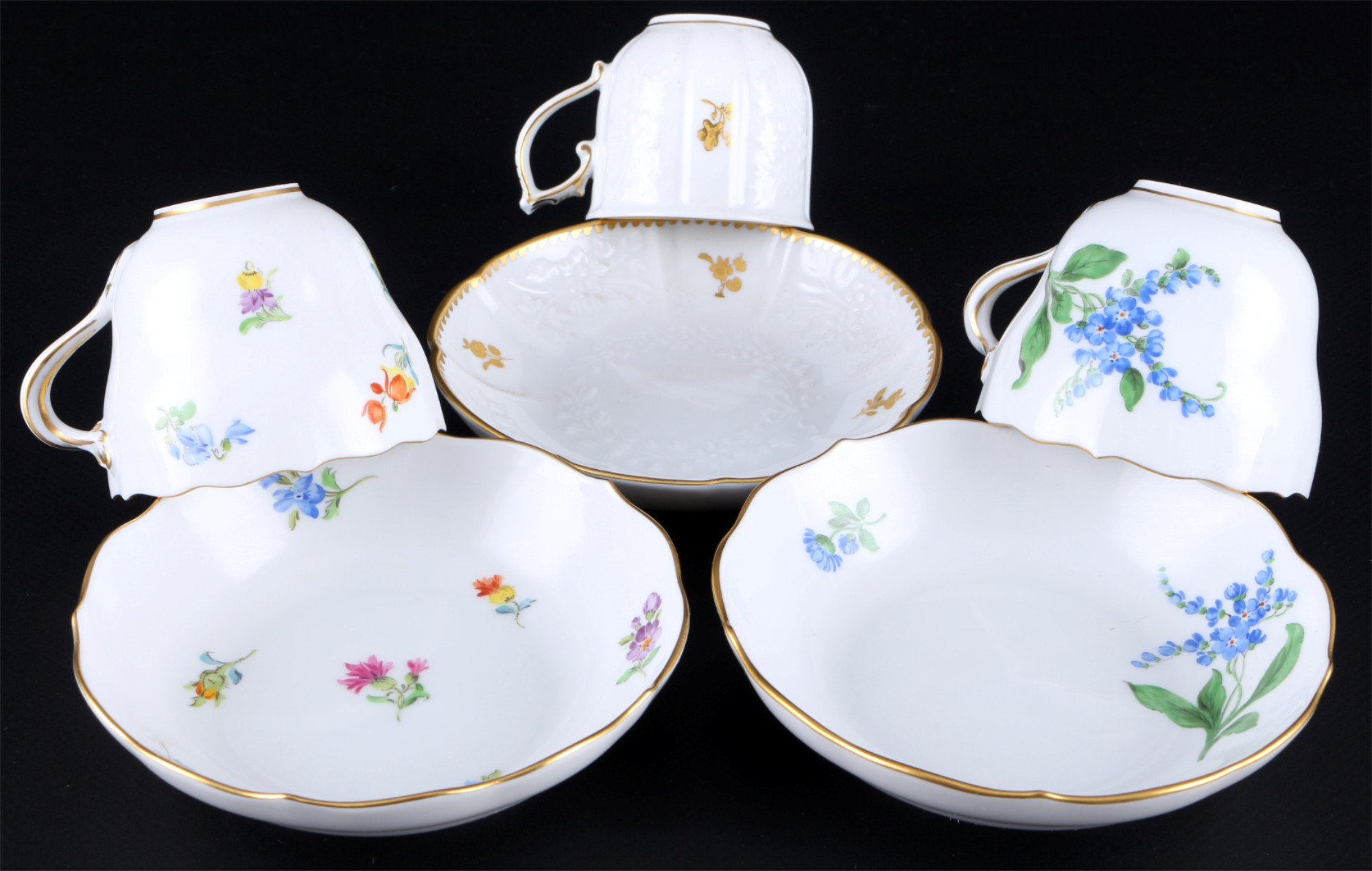 Meissen flowers 12 mocha coffee cups with saucers, Mokkatassen, diverse Blumendekore, - Image 3 of 6