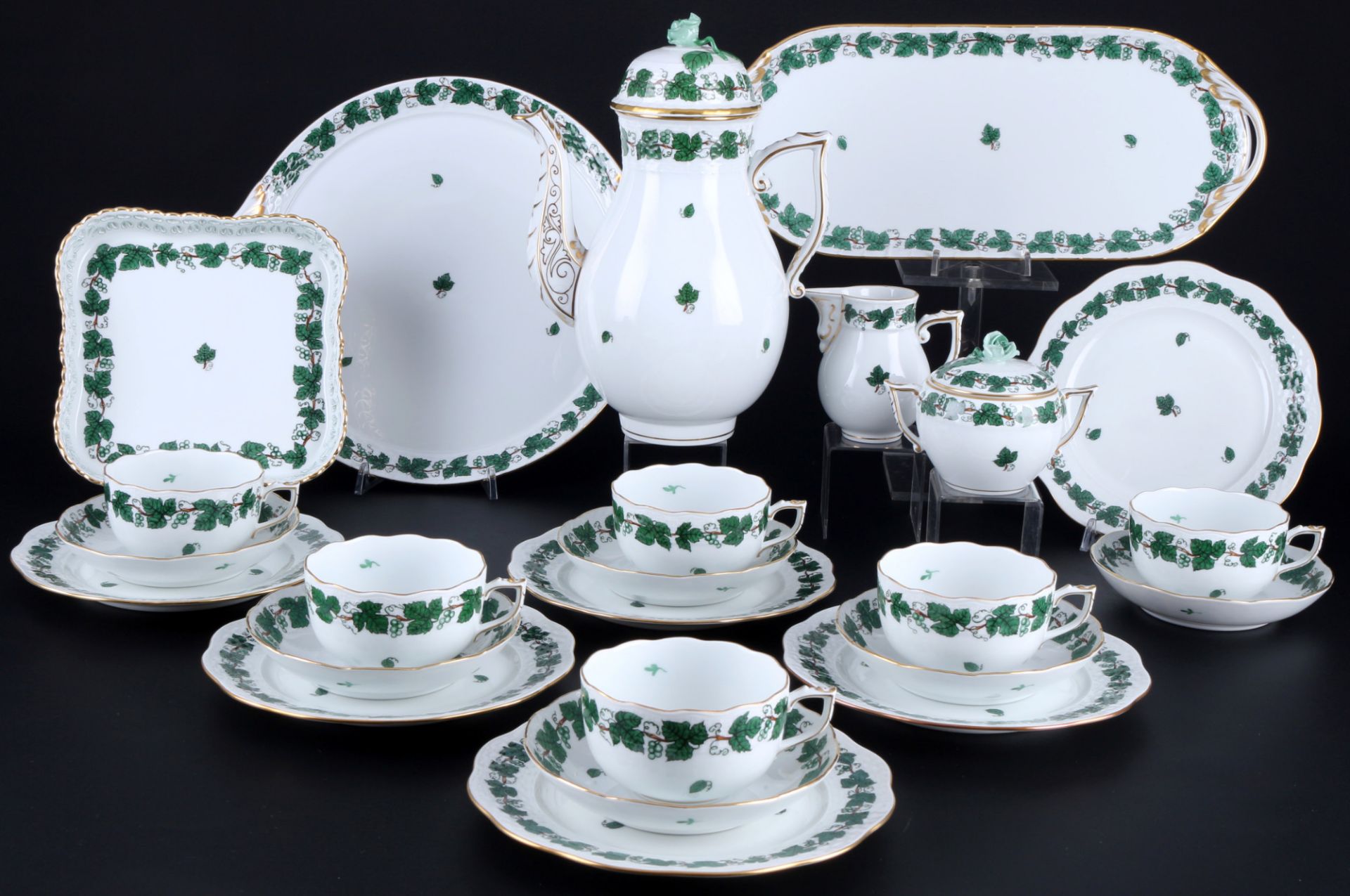 Herend Weinlaub Teeservice für 6 Personen, tea service for 6 pers.,