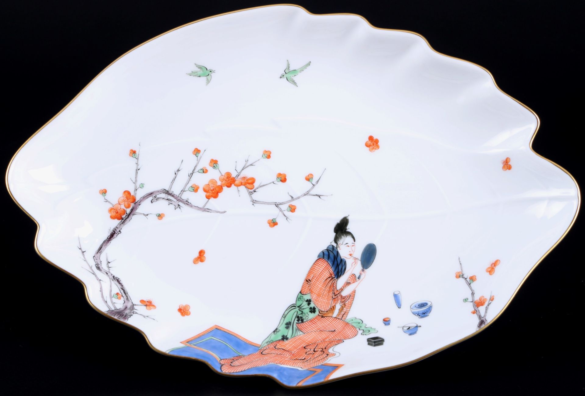 Meissen chinesische Figurenmalerei nach Kakimon Blattschale 1.Wahl, Edition SinnBilder, bowl 1st cho