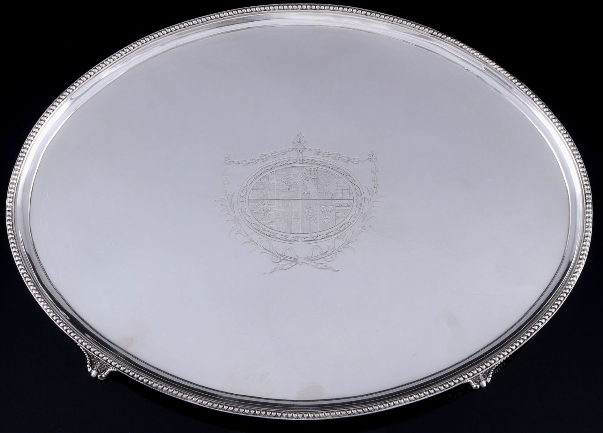 England London 925 Silber Tablett von 1821, sterling silver waiter 19th century, - Bild 2 aus 4