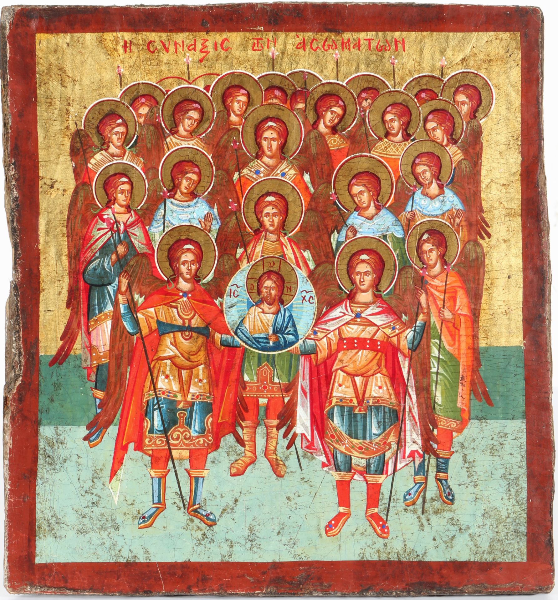 Russia icon synaxis of the archangels 19th century, Russland Ikone Synaxis der Erzengel 19. Jahrhund