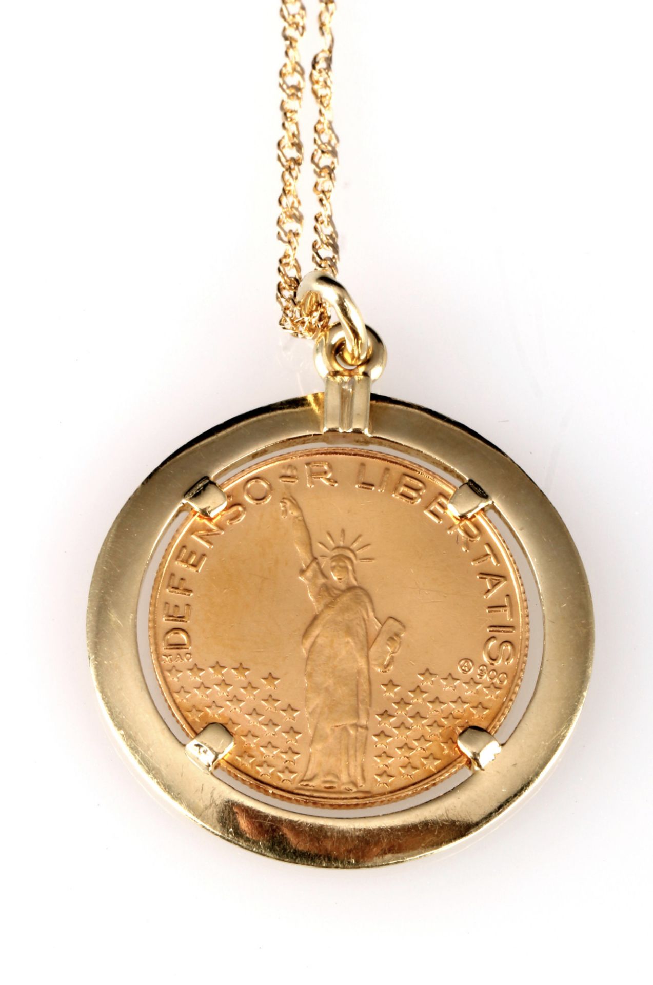 900 Gold J.F. Kennedy Medaille an 750 Gold Halskette, 21,6K gold medal on18K gold necklace, - Bild 2 aus 5