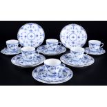 Royal Copenhagen Musselmalet Full Lace 6 mocha coffee cups with dessert plates 1038/1088 1st choice