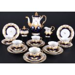 Meissen B-Form Streublümchen kobaltblau Kaffeeservice für 6 Personen, coffee service for 6 pers.,