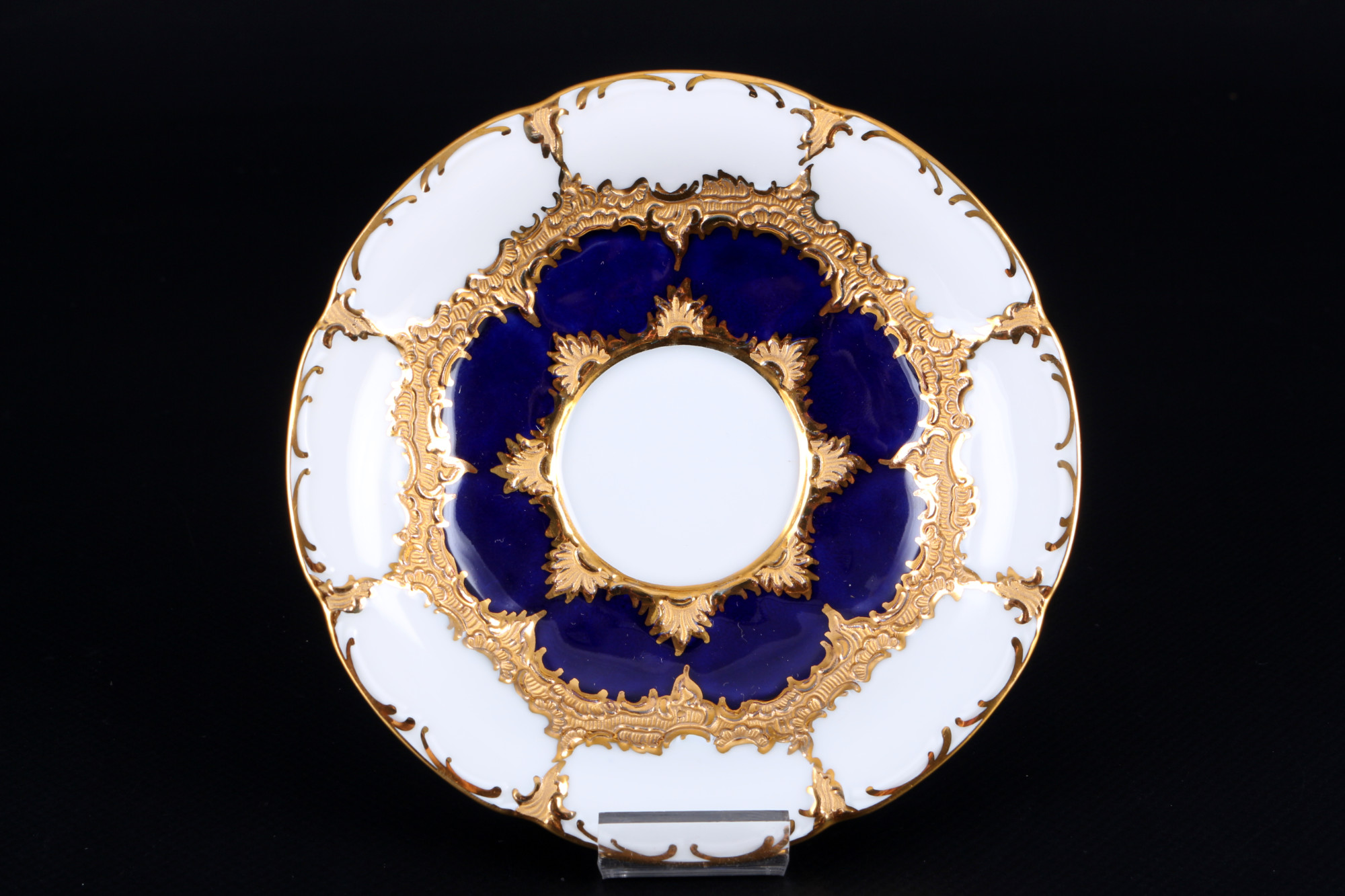 Meissen B-Form royal blue 2 mocha coffee cups with saucers 1st choice, Mokkatassen 1.Wahl, - Image 3 of 4