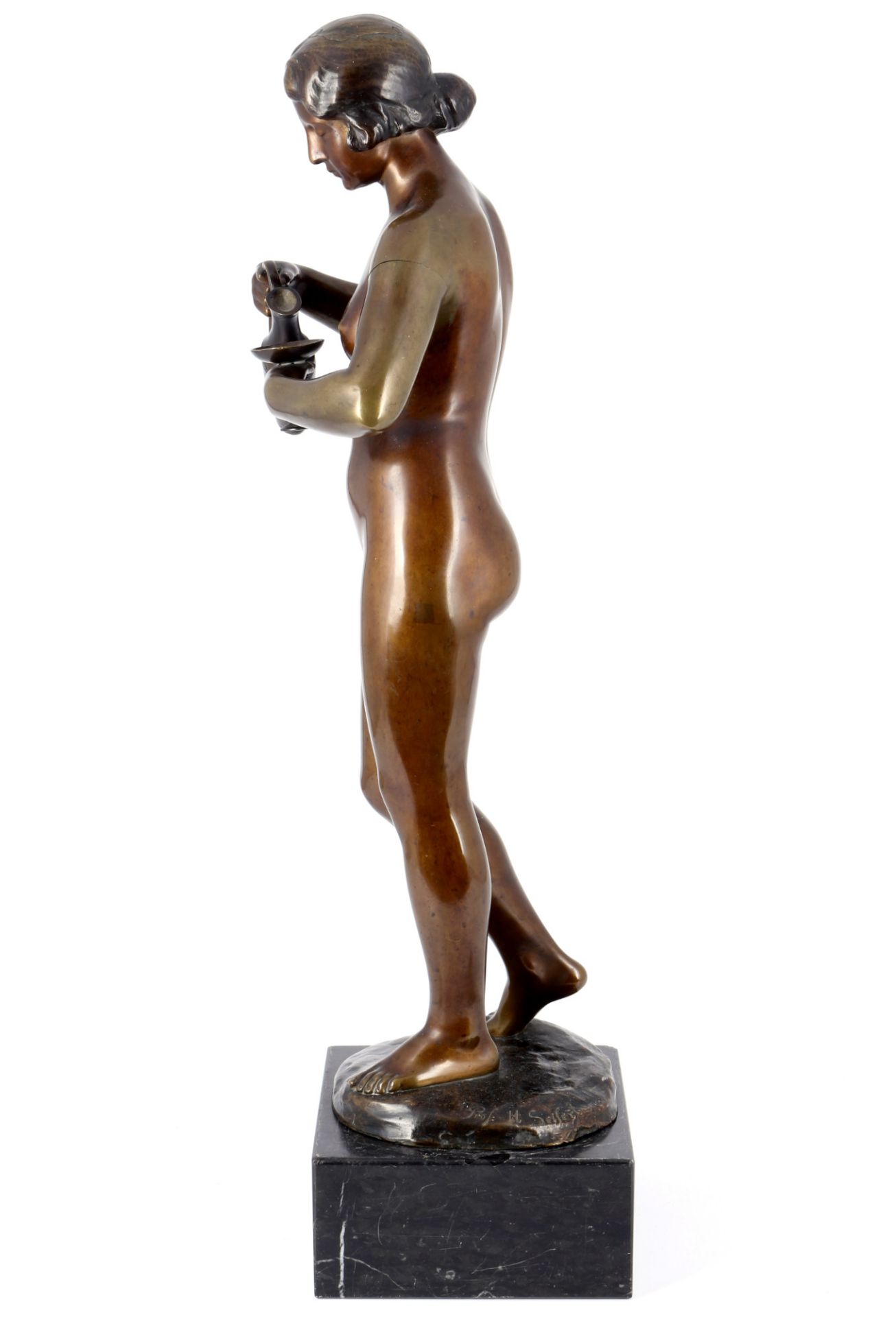 Victor Heinrich Seifert (1870-1953) große Bronze weiblicher Akt mit Becher und Krug, bronze female n - Bild 4 aus 8